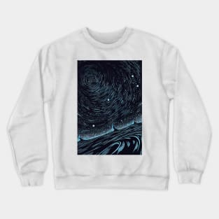 Space Painting in Abstract style, in Blue and Black Tones Crewneck Sweatshirt